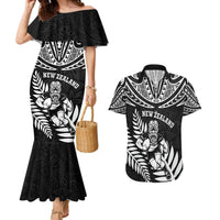 Custom New Zealand Rugby Couples Matching Mermaid Dress and Hawaiian Shirt Silver Fern Maori Pattern