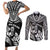Custom New Zealand Rugby Couples Matching Short Sleeve Bodycon Dress and Long Sleeve Button Shirt Silver Fern Maori Pattern
