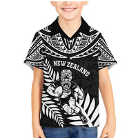 Custom New Zealand Rugby Family Matching Mermaid Dress and Hawaiian Shirt Silver Fern Maori Pattern