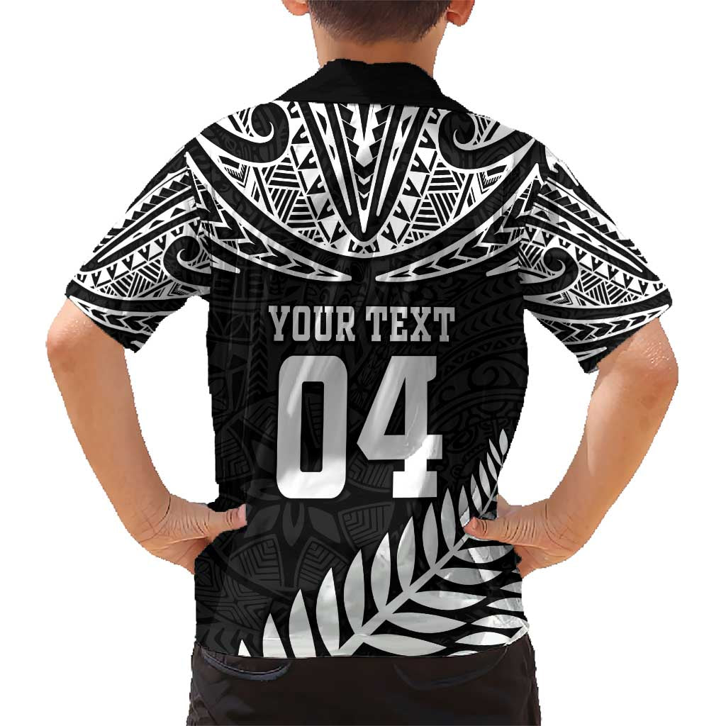 Custom New Zealand Rugby Hawaiian Shirt Silver Fern Maori Pattern