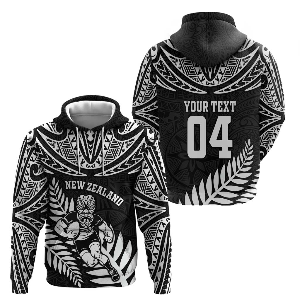 Custom New Zealand Rugby Hoodie Silver Fern Maori Pattern