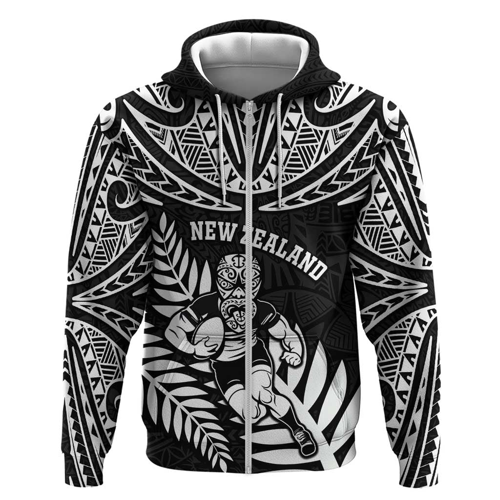 Custom New Zealand Rugby Hoodie Silver Fern Maori Pattern