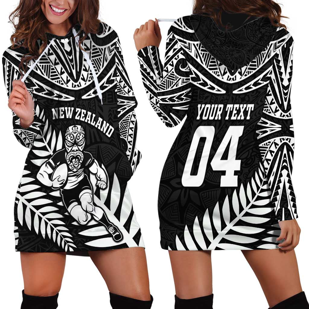 Custom New Zealand Rugby Hoodie Dress Silver Fern Maori Pattern DT04 - Polynesian Pride