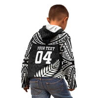 Custom New Zealand Rugby Kid Hoodie Silver Fern Maori Pattern