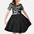 Custom New Zealand Rugby Kid Short Sleeve Dress Silver Fern Maori Pattern