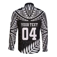 Custom New Zealand Rugby Long Sleeve Button Shirt Silver Fern Maori Pattern DT04 - Polynesian Pride