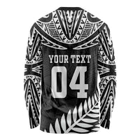Custom New Zealand Rugby Long Sleeve Shirt Silver Fern Maori Pattern DT04 - Polynesian Pride