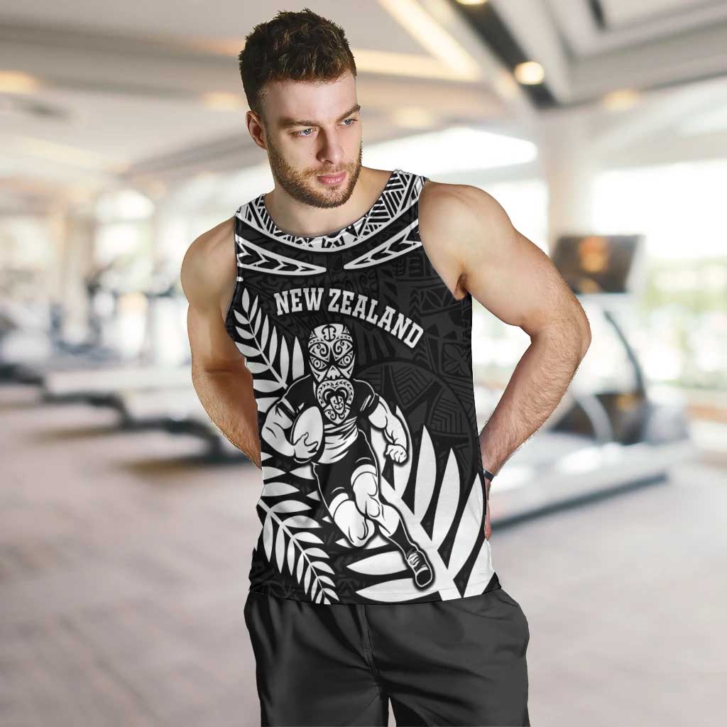 Custom New Zealand Rugby Men Tank Top Silver Fern Maori Pattern