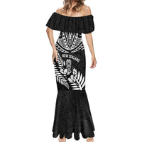 Custom New Zealand Rugby Mermaid Dress Silver Fern Maori Pattern DT04 - Polynesian Pride