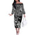 Custom New Zealand Rugby Off The Shoulder Long Sleeve Dress Silver Fern Maori Pattern