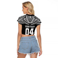 Custom New Zealand Rugby Raglan Cropped T Shirt Silver Fern Maori Pattern DT04 - Polynesian Pride