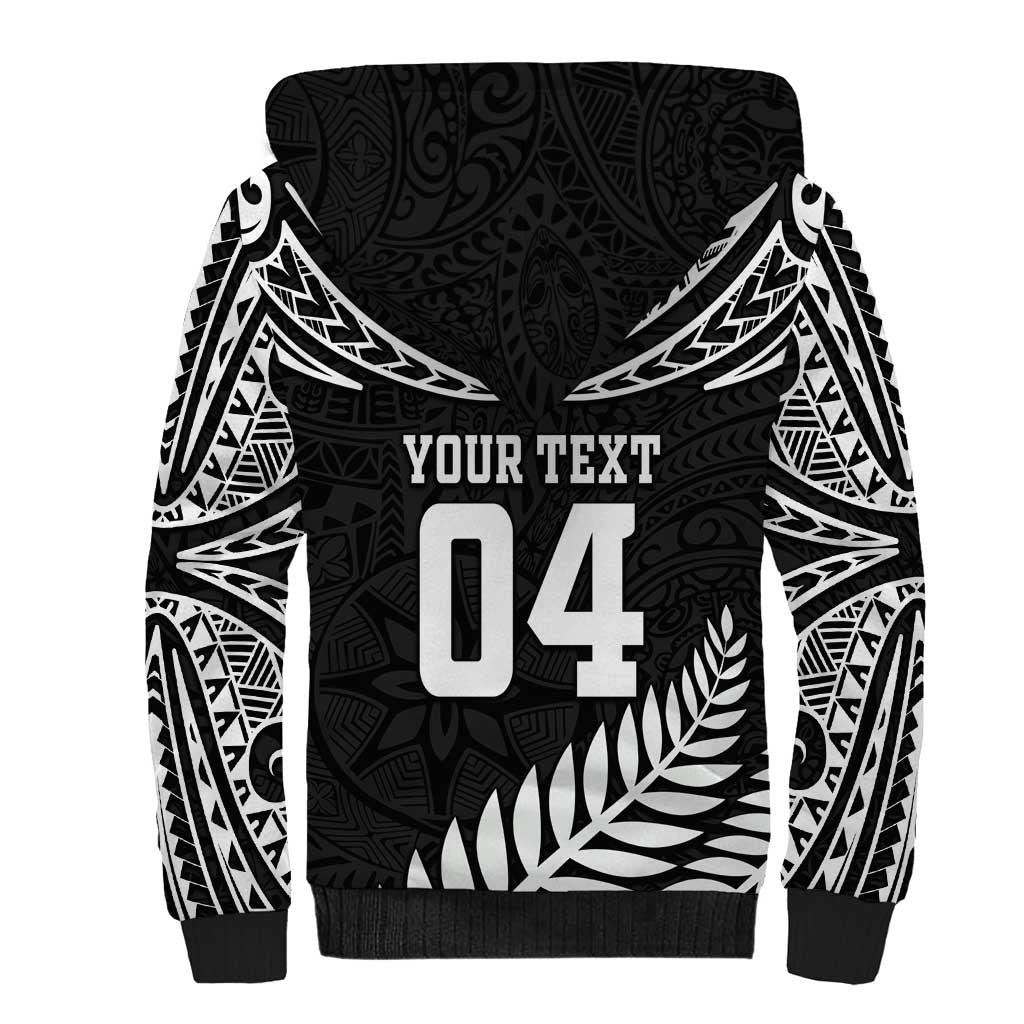 Custom New Zealand Rugby Sherpa Hoodie Silver Fern Maori Pattern DT04 - Polynesian Pride