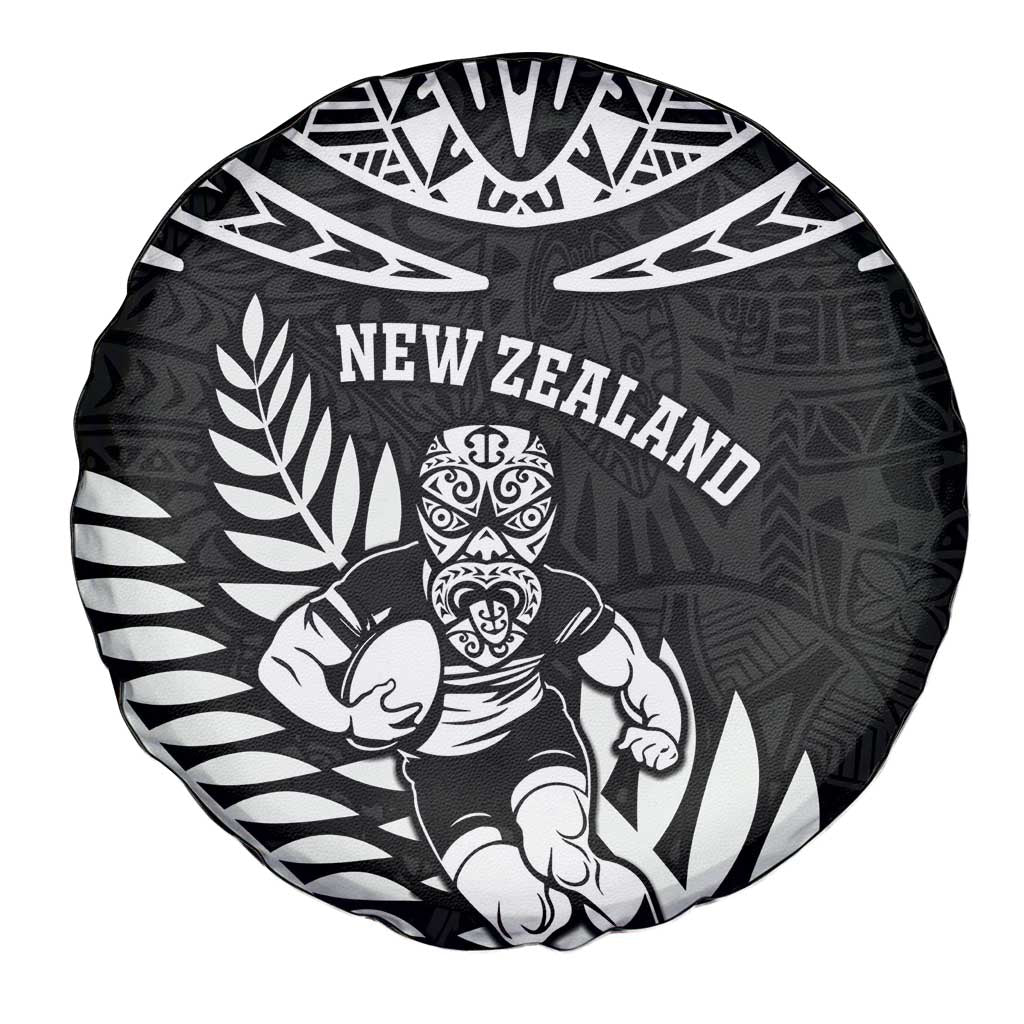 New Zealand Rugby Spare Tire Cover Silver Fern Maori Pattern