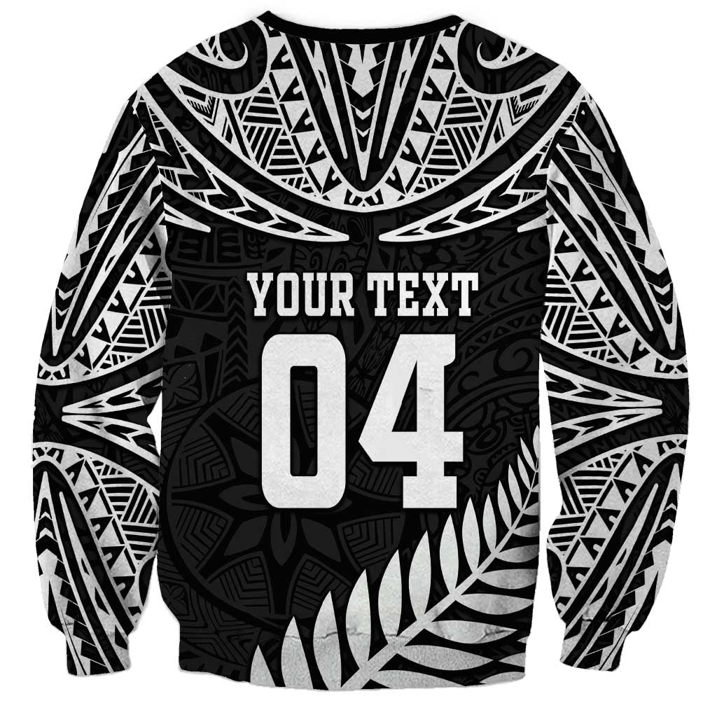 Custom New Zealand Rugby Sweatshirt Silver Fern Maori Pattern DT04 - Polynesian Pride