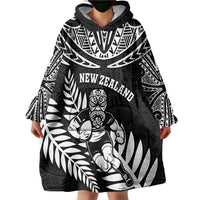 Custom New Zealand Rugby Wearable Blanket Hoodie Silver Fern Maori Pattern DT04 - Polynesian Pride