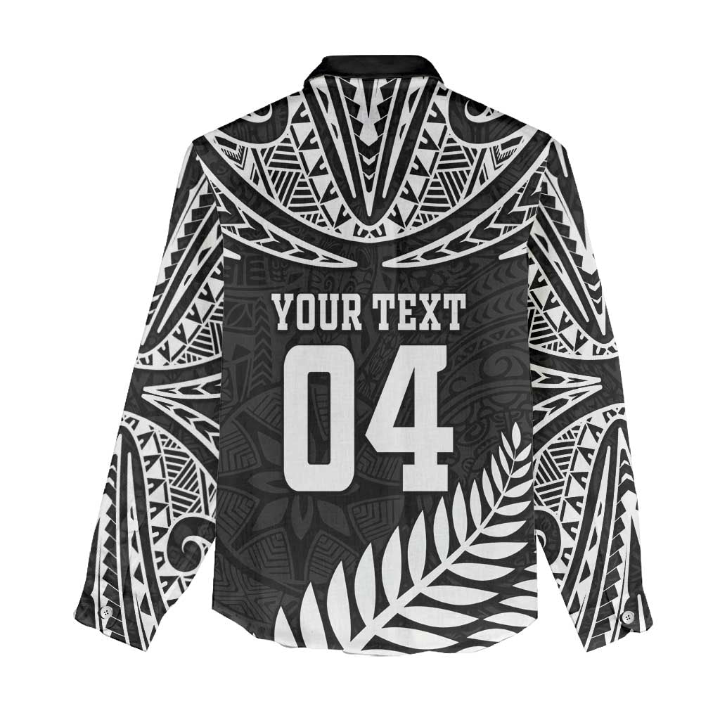 Custom New Zealand Rugby Women Casual Shirt Silver Fern Maori Pattern