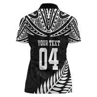Custom New Zealand Rugby Women Polo Shirt Silver Fern Maori Pattern