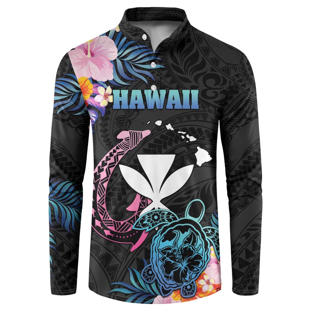 Personalised Hawaii Button Sweatshirt Kanaka Maoli With Fish Hook