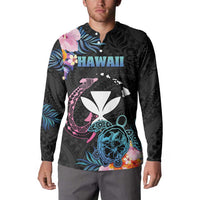 Personalised Hawaii Button Sweatshirt Kanaka Maoli With Fish Hook