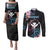 Personalised Hawaii Couples Matching Puletasi and Long Sleeve Button Shirt Kanaka Maoli With Fish Hook
