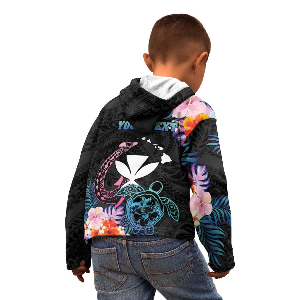 Personalised Hawaii Kid Hoodie Kanaka Maoli With Fish Hook