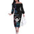 Personalised Hawaii Off The Shoulder Long Sleeve Dress Kanaka Maoli With Fish Hook