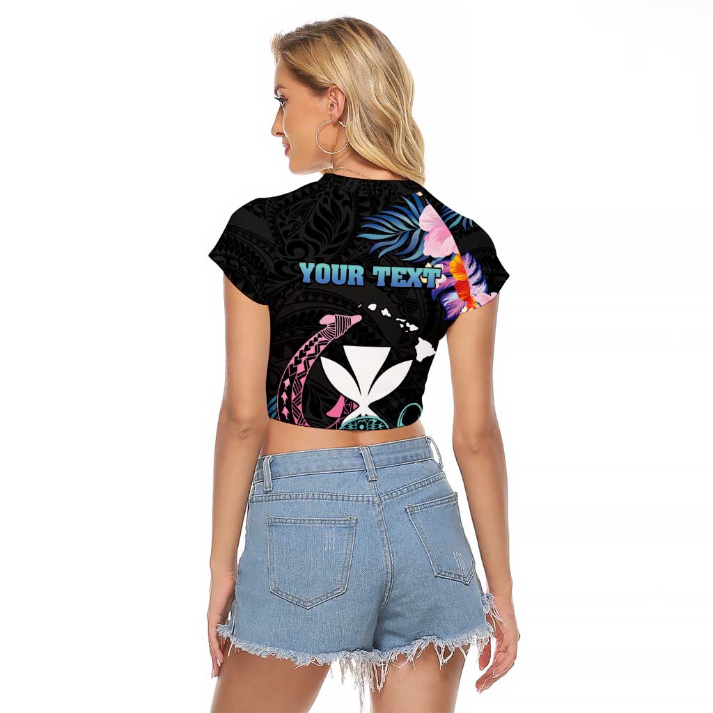 Personalised Hawaii Raglan Cropped T Shirt Kanaka Maoli With Fish Hook