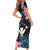 Personalised Hawaii Short Sleeve Bodycon Dress Kanaka Maoli With Fish Hook