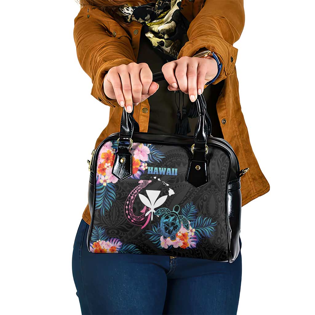 Hawaii Shoulder Handbag Kanaka Maoli With Fish Hook DT04 One Size Black - Polynesian Pride