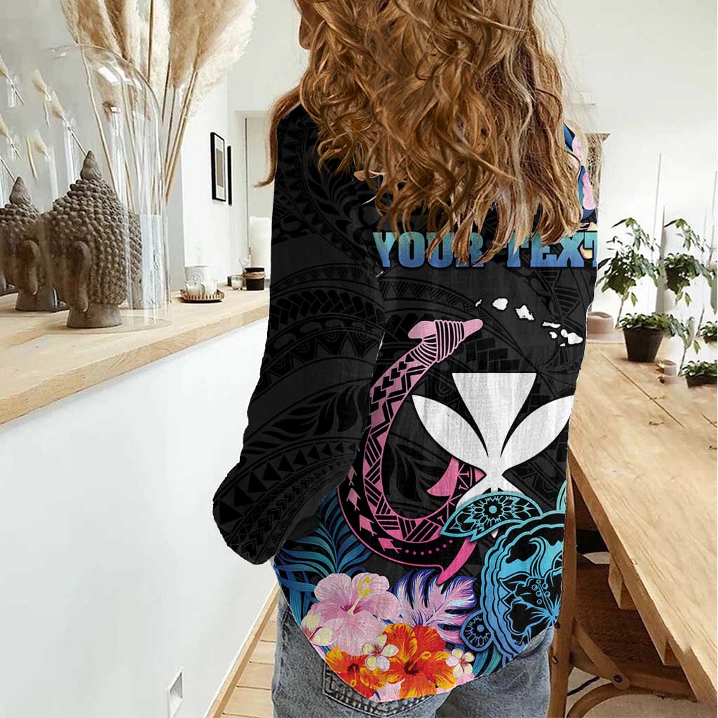 Personalised Hawaii Women Casual Shirt Kanaka Maoli With Fish Hook