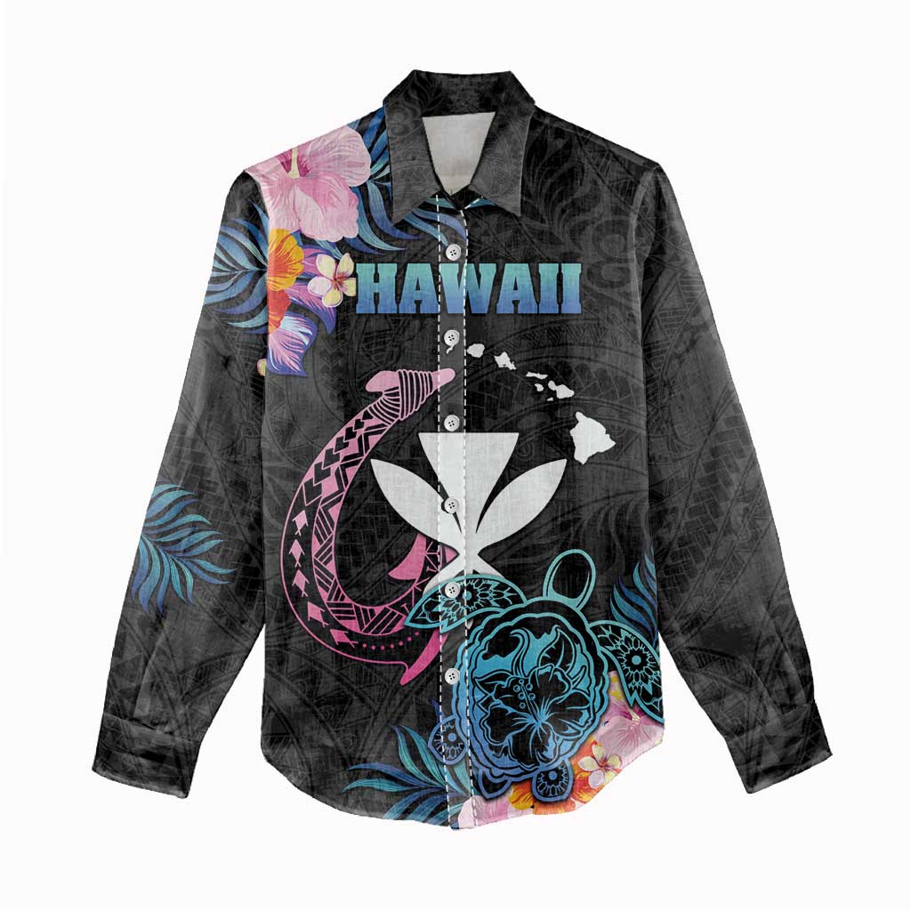 Personalised Hawaii Women Casual Shirt Kanaka Maoli With Fish Hook