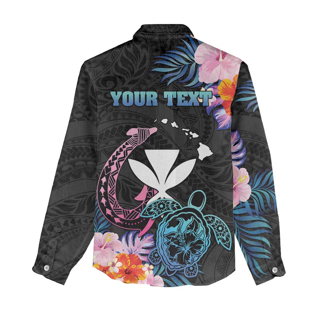 Personalised Hawaii Women Casual Shirt Kanaka Maoli With Fish Hook