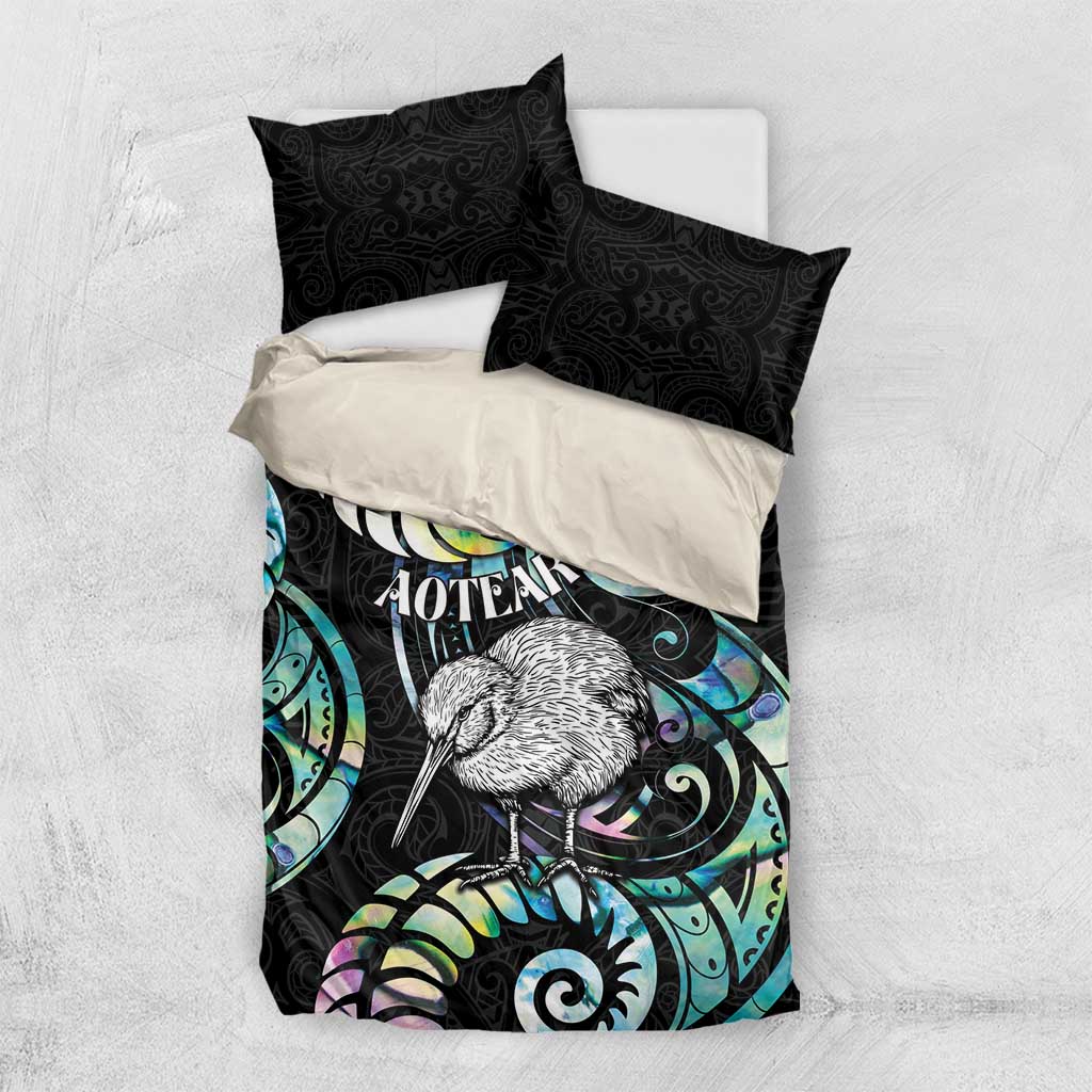 New Zealand Kiwi Bird Bedding Set Silver Fern Koru Paua Shell