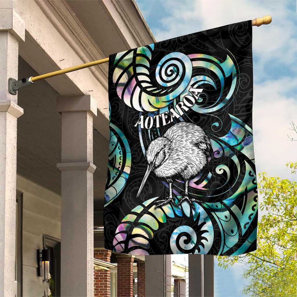 New Zealand Kiwi Bird Garden Flag Silver Fern Koru Paua Shell