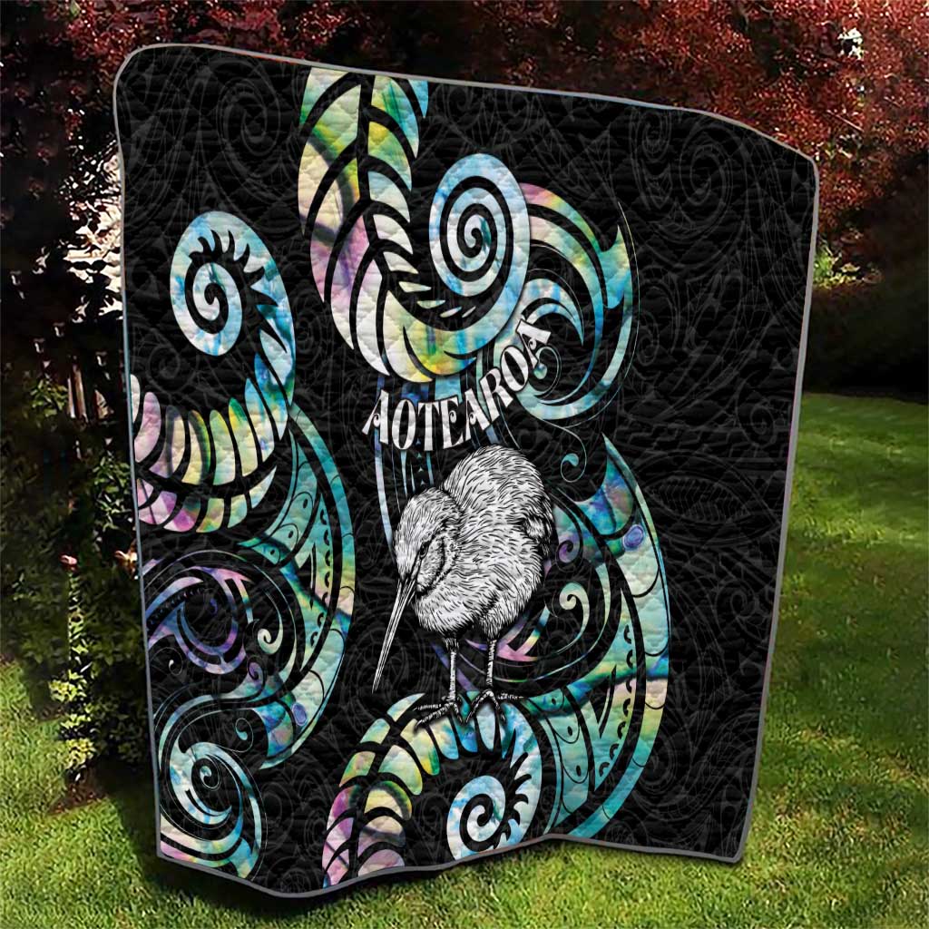 New Zealand Kiwi Bird Quilt Silver Fern Koru Paua Shell