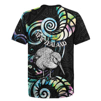 New Zealand Kiwi Bird Rugby Jersey Silver Fern Koru Paua Shell