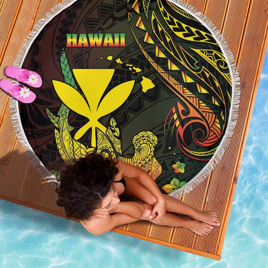 Hawaii Beach Blanket Kanaka Maoli With Hammerhead Shark