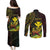 Personalised Hawaii Couples Matching Puletasi and Long Sleeve Button Shirt Kanaka Maoli With Hammerhead Shark