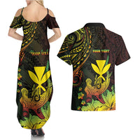 Personalised Hawaii Couples Matching Summer Maxi Dress and Hawaiian Shirt Kanaka Maoli With Hammerhead Shark