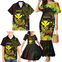 Personalised Hawaii Family Matching Mermaid Dress and Hawaiian Shirt Kanaka Maoli With Hammerhead Shark