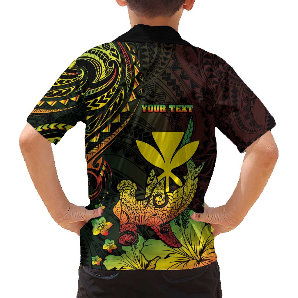 Personalised Hawaii Family Matching Off Shoulder Maxi Dress and Hawaiian Shirt Kanaka Maoli With Hammerhead Shark