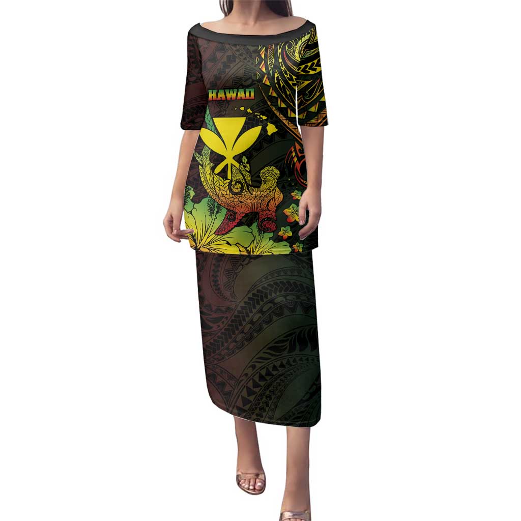 Personalised Hawaii Family Matching Puletasi and Hawaiian Shirt Kanaka Maoli With Hammerhead Shark