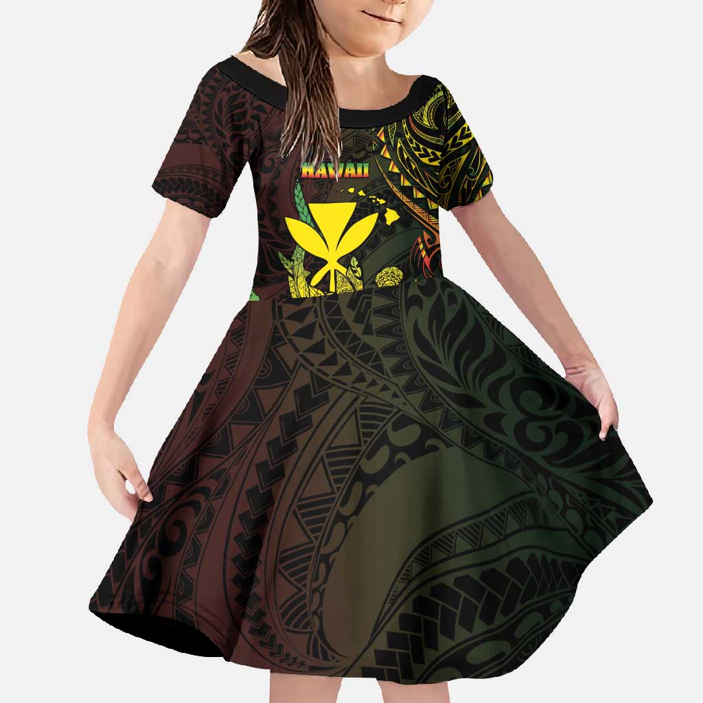 Personalised Hawaii Family Matching Short Sleeve Bodycon Dress and Hawaiian Shirt Kanaka Maoli With Hammerhead Shark