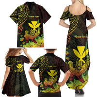 Personalised Hawaii Family Matching Summer Maxi Dress and Hawaiian Shirt Kanaka Maoli With Hammerhead Shark