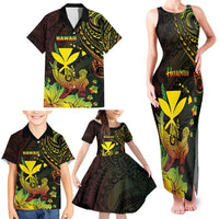 Personalised Hawaii Family Matching Tank Maxi Dress and Hawaiian Shirt Kanaka Maoli With Hammerhead Shark