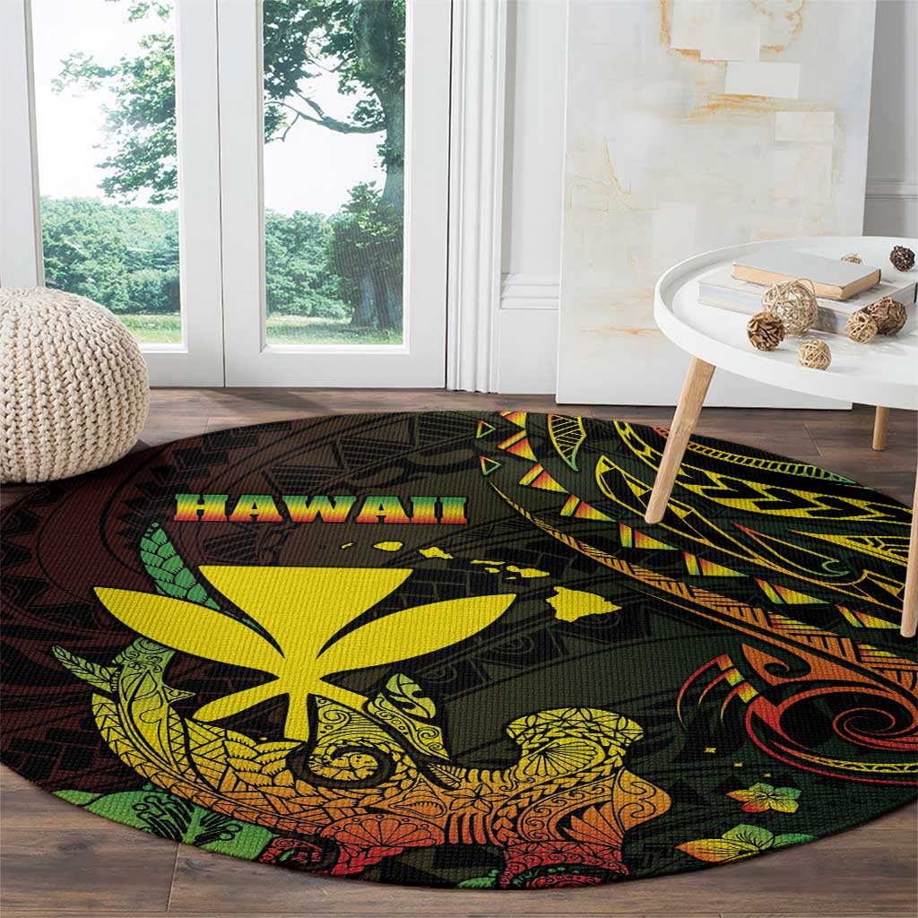 Hawaii Round Carpet Kanaka Maoli With Hammerhead Shark