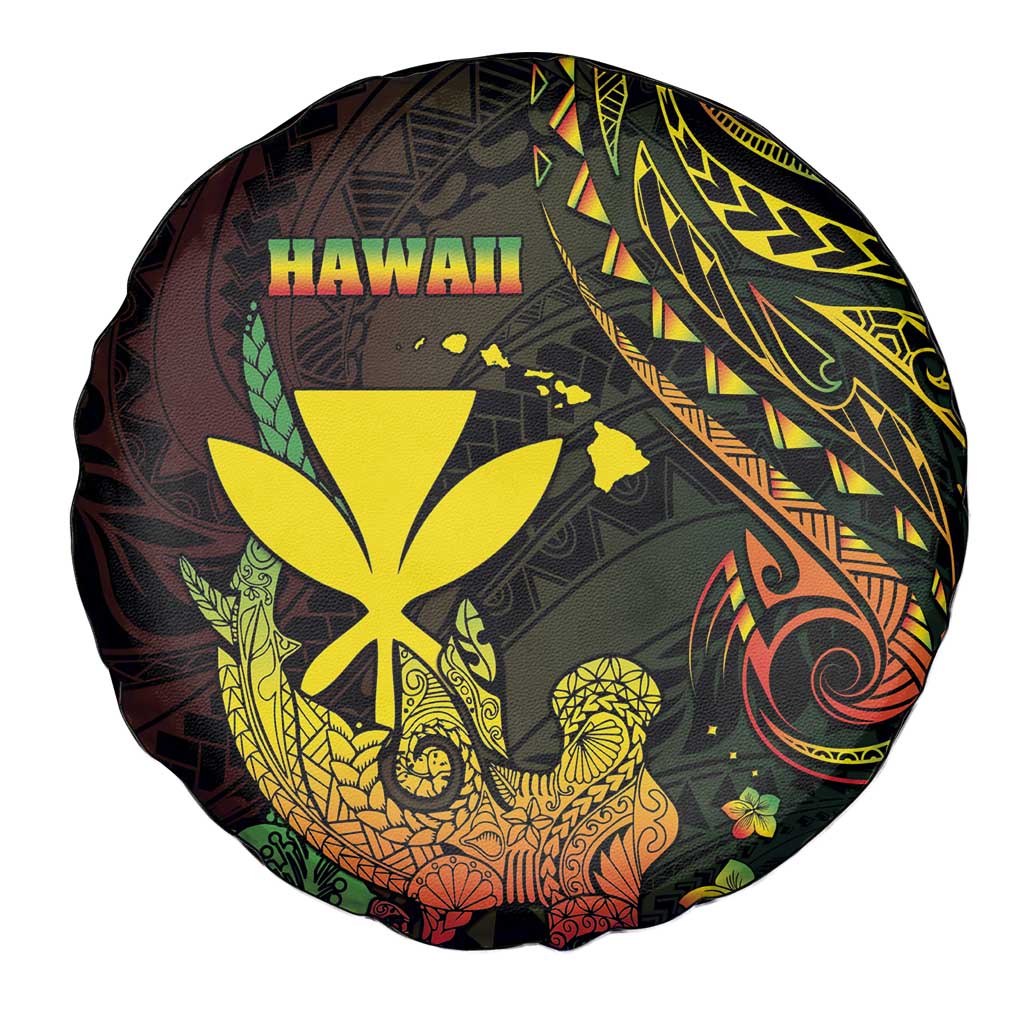 Hawaii Spare Tire Cover Kanaka Maoli With Hammerhead Shark