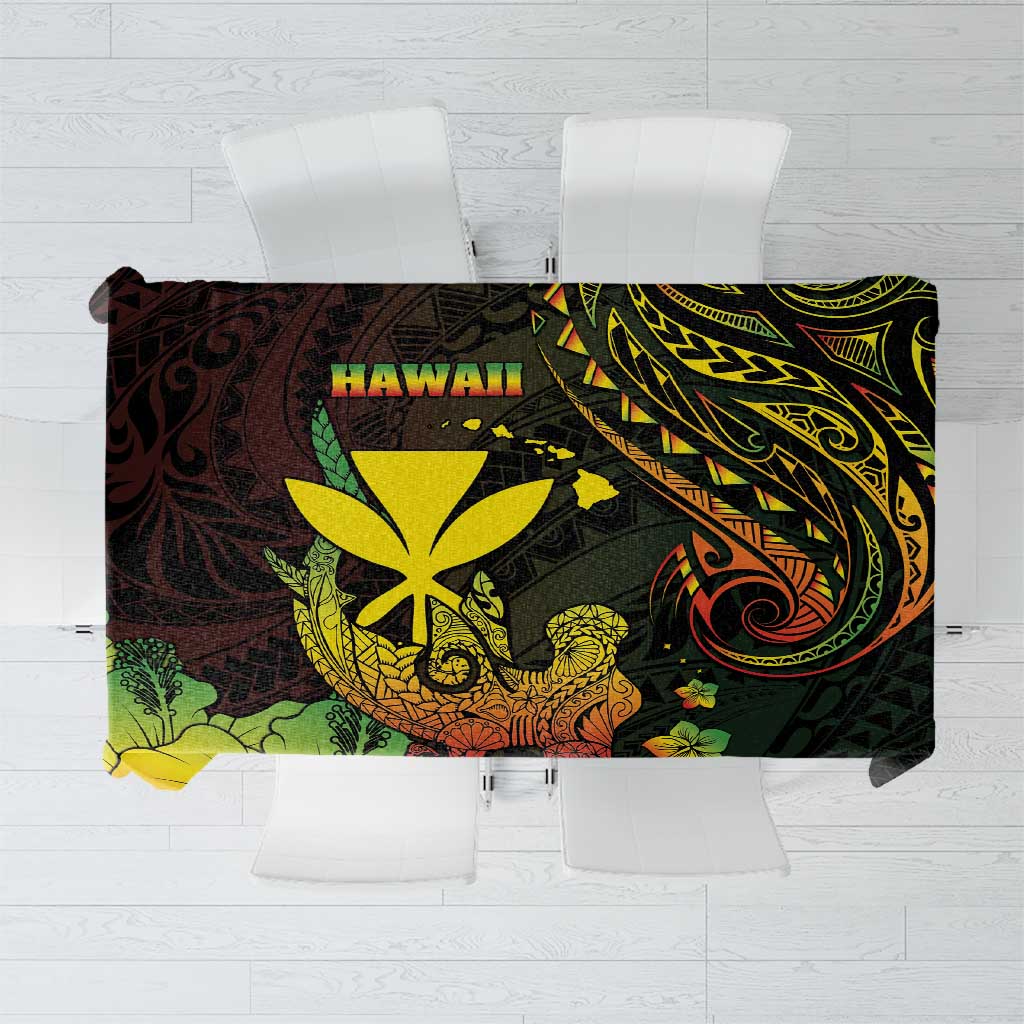 Hawaii Tablecloth Kanaka Maoli With Hammerhead Shark DT04 Black - Polynesian Pride