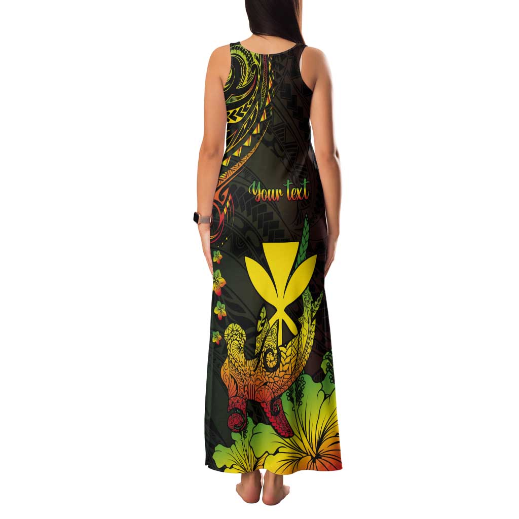 Personalised Hawaii Tank Maxi Dress Kanaka Maoli With Hammerhead Shark