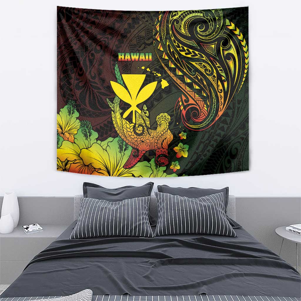 Hawaii Tapestry Kanaka Maoli With Hammerhead Shark